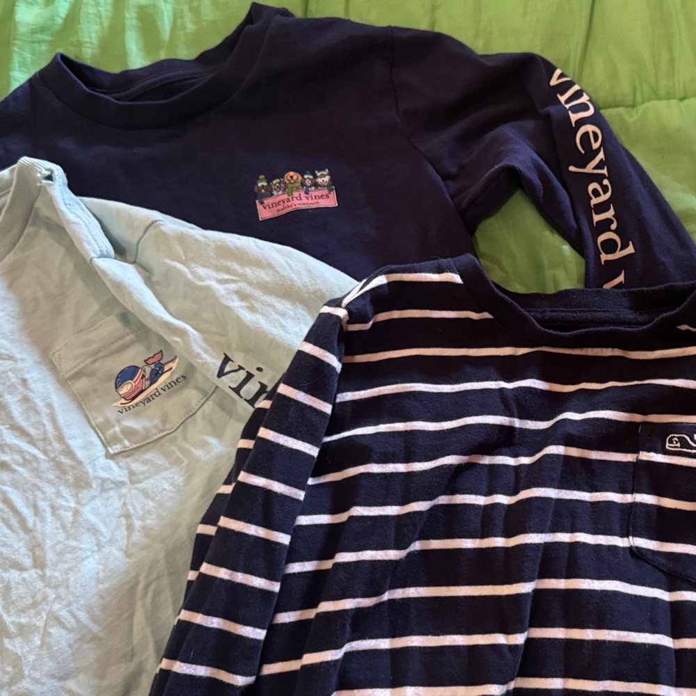 Vineyard Vines Kids' Navy and Light Blue Long Sleeve Tees